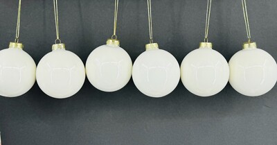 Opal White 3” Christmas Glass Ball Ornament by Sullivan (Lot of 6) 🎄-image