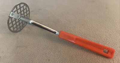 Vintage MCM Potato Masher Orange Plastic Handle Made in Korea-image