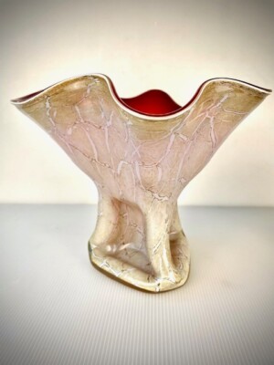 Vintage Mid Century Makaro Handmade -Glass Vase - Poland-image