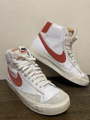 Size 8 Nike Women Blazer Mid '77 White Orange Woman’s Woman DZ4408-100 Excellent-image