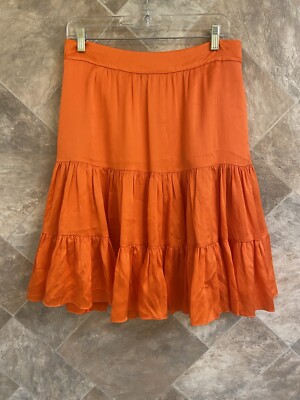 Lilly Pulitzer Skirt Women's 6 Orange Jimmie Breakers 100% Silk Flowy Peasant-image