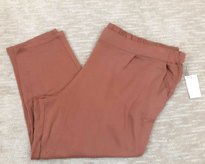 A New Day Womens 3X Salmon Orange Mid-Rise Straight Leg French Terry Pants NWT-image