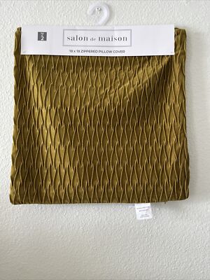 Salon De Maison Gold Decorative Throw Pillow Covers 18x18 Set of 2, Soft-image