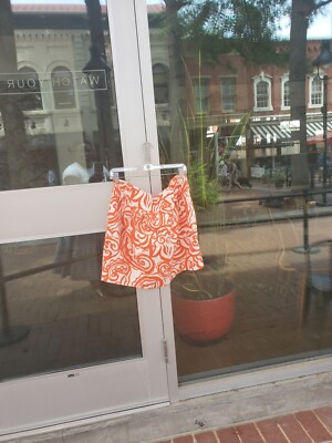 Merona Orange & Cream Print Mini Skirt w/ Pockets. Women's Size XXL EUC-image