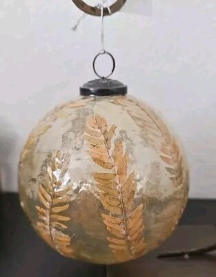 Creative Co-Op Hand-Blown Glass Ball Ornament with Embedded Natural Botanicals-image