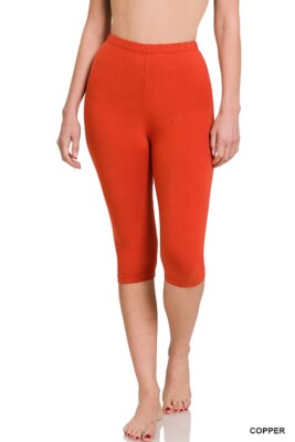 Womens Capri Leggings Soft Stretch Workout Fitness Crop High Waisted Yoga Pants-image