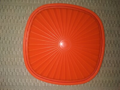 Vintage Mcm Vintage Orange Plastic Square Starburst Tupperware Lid 6
