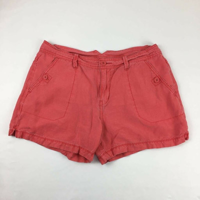 Calvin Klein Jeans Womens Chinos Shorts Red Pocket Mid Rise Slit Linen Blend 29-image