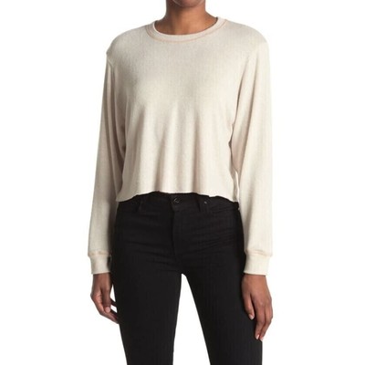 La La Land Creative Co Women's Brushed Knit Cropped Pullover In Oatmeal Small-image