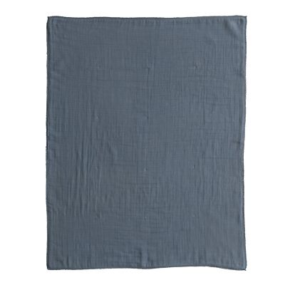 Creative Co-Op Cotton Double Cloth Blanket with Trim in Bag Blue Baby Textile...-image