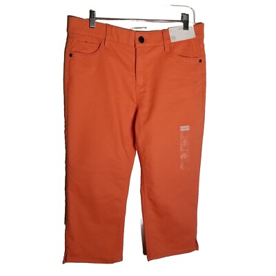 Liz Claiborne Pants Women's 10 Sara Crop Orange Mid-Rise Flexi-Fit Waistband NWT-image