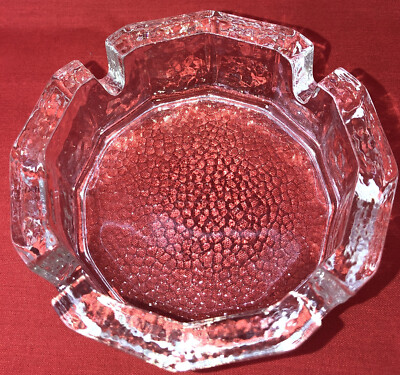 Ashtray Textured Orange Peel Glass  Mid-Century 4” Vintage-image