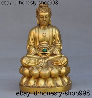 Tibet buddhism Fane Joss pure brass sakyamuni Shakyamuni Amitabha buddha statue-image
