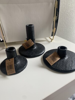 Creative Co-op Stoneware Candle Holder Set Of 3-image