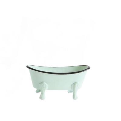 Creative Co-op Green Metal Bathtub Soap Dish Holder-image