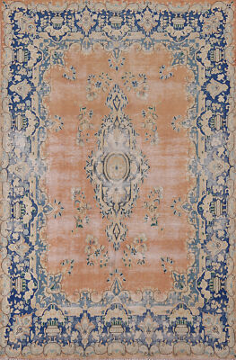 Distressed Wool Traditional Area Rug 6x9 Handmade Vintage Carpet for Living Room-image