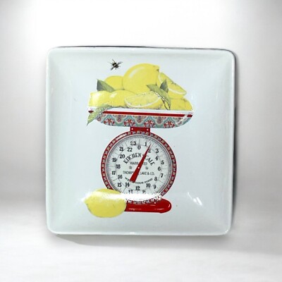 Creative Co- Op Lemon and Kitchen Scale Trinket Tray Dish Square-image
