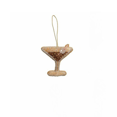 Creative Co-op Brown Cocktail Martini Ornament Bauble-image