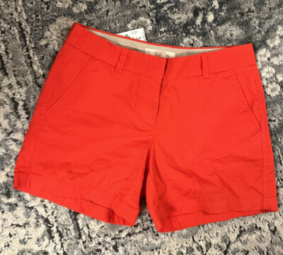 J. Crew Chino Shorts Coral Pink Orange Broken-in Cotton Pockets Mid-Rise 2 NWT-image