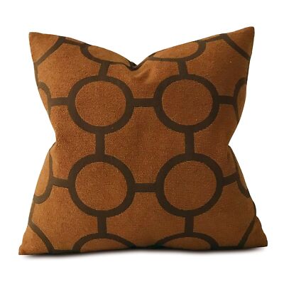Mid Century Rust Orange Geometric Decorative Pillow Cover-image