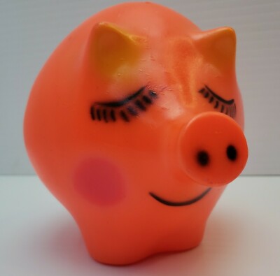 Vintage Plastic Piggy Bank Mid Mod Dreamland Creations 6.5