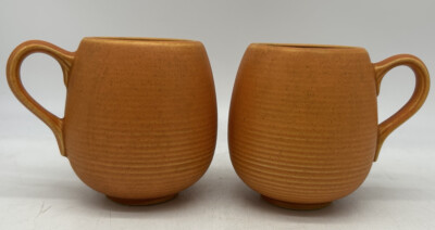 Royal Stone MCM Orange Mugs Cups , Royal China Ohio, Mid Century, Set Of 2-image
