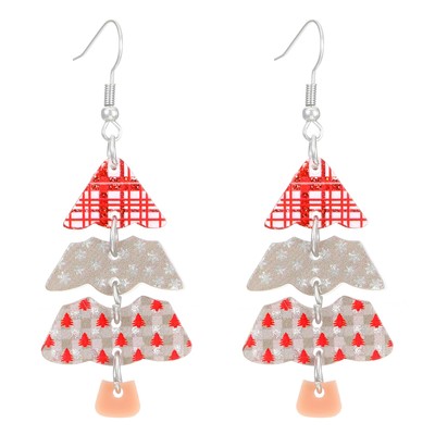 Christmas Earrings for Women,Vintage Acrylic Christmas Tree Earrings Creative Co-image