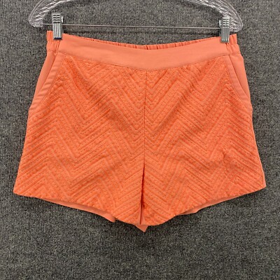 Skies are Blue Chino Shorts Womens Size M Coral Embroidered Mid Rise Pockets-image