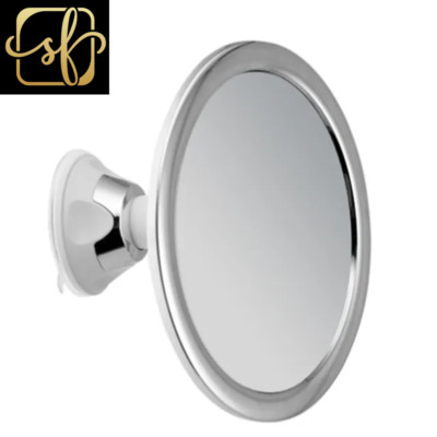 White Fogless Makeup Mirror with Holder Suction Cup 360 Rotation Shower Shave ro-image