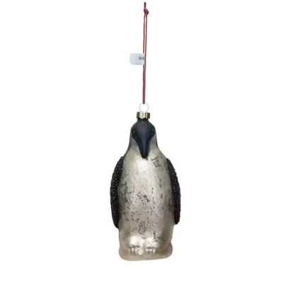 Creative Co-op Penguin Mercury Glass Ornament Bauble-image