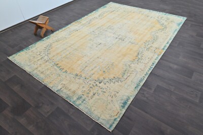 Oushak Turkish Vintage Rug 7x10 Kilim Rug Anatolian Handmade Boho Decor ORANGE-image