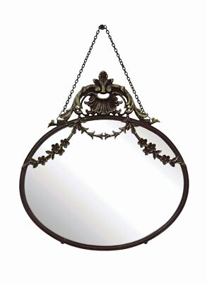 Creative Co-Op Antique Pewter Framed Wall Mirror with Decorative Chain, Antiq...-image