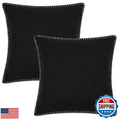 decorUhome Decorative Outdoor Throw Pillow Covers 16x16 Set of 2, Square Line-image