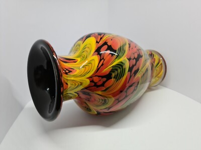 Beautiful Vintage DOLPHIN GLASS Japan Art Glass Vase Mid-Century Modern 29cm-image