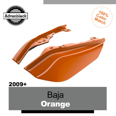 Baja Orange Mid Frame Air Deflectors Heat Shield Trim Covers Fits 2009+ Harley-image