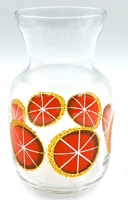 Vintage Mid Century Modern Orange & Yellow Small Glass Caraffe 1960's-image