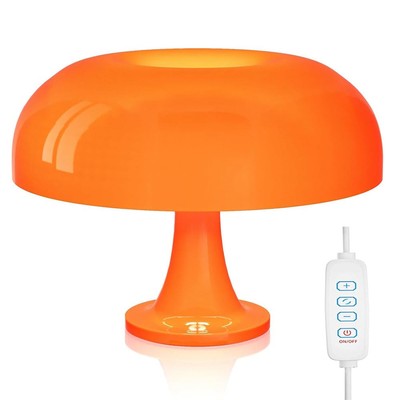 Retro Orange Mushroom Lamp for Bedroom Nightstand Mid Century Modern Table La...-image