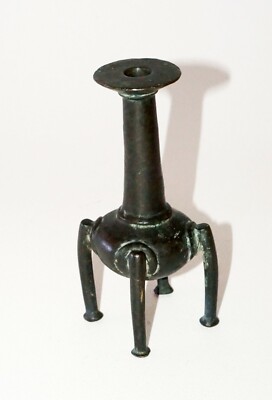 19C Chinese/Burmese/Tibetan Bronze Ritual Joss-stick Candle Holder (Nap)-image