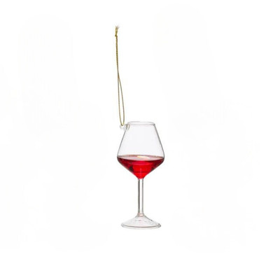 Creative Co-op Diamond Wine Glass Ornament Bauble-image