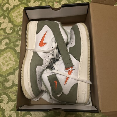 Size 8.5 - Nike Air Force 1 QS Mid Oil Green Orange-image
