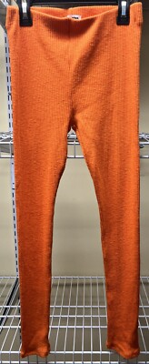 Fashion Nova Orange Ribbed Stretch Leggings Women's Size Medium New-image