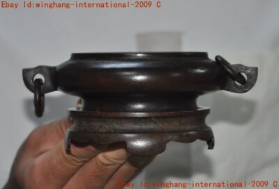 Mark China Chinese Buddhism temple bronze Joss Incense burner Censer statue-image