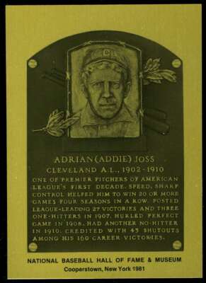 Addie Joss Rare 1981-89 Hall of Fame Plaque Metallic Card Cleveland-image