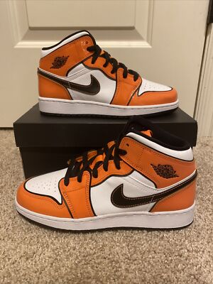 Nike Air Jordan 1 Mid SE GS Turf Orange Black White BQ6931-802 GS Size 6Y-image