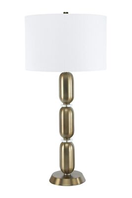 Creative Co-Op Metal Glass Middle Table Lamp, Pewter-image