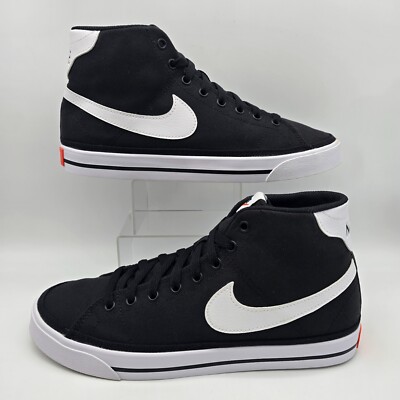 Nike Court Legacy Mid Shoes Women 10 Black Canvas Basketball Sneakers DD0161-001-image