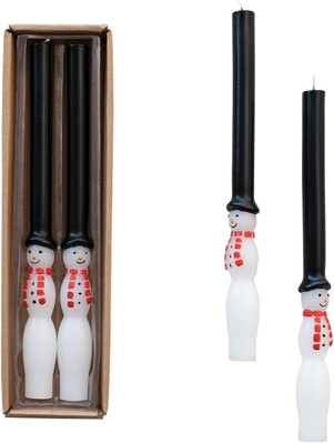Creative Co-Op 10' H Unscented Snowman Taper Candles in Box, Multi Multicolor -image