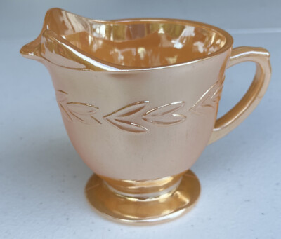 Vintage Fire King Creamer Orange Peach Luster Iridescent Gorgeous!-image