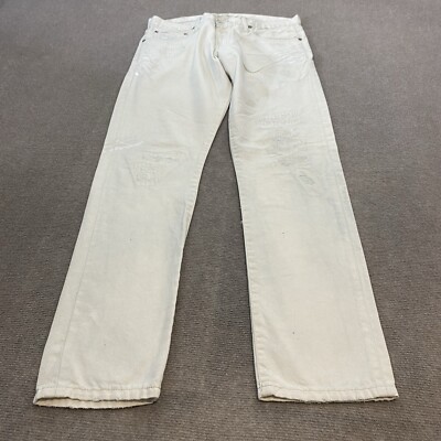 Polo Ralph Lauren 33x32 Sullivan Slim Jeans Distressed Denim Off White Paint-image
