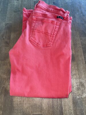 Lucky Brand Coral Orange Sweet Crop Cotton Stretch Capri Jeans Size 8-image
